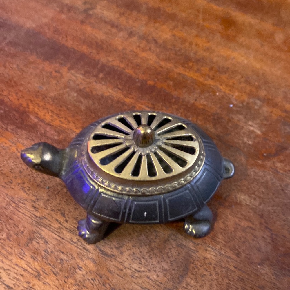 Vintage brass tortoise incense burner